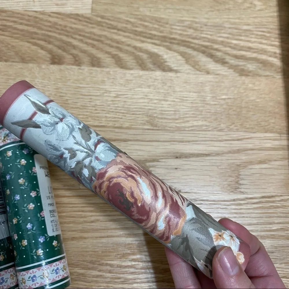 Vintage Wallpaper Border 5 Rolls Green Floral Prepastel Strippable Washable